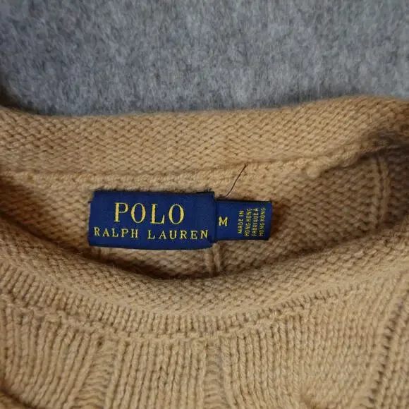 Ralph Lauren Sweater Womens Medium Cable Knit Fisherman Crew Neck Cashmere Wool - Picture 2 of 9